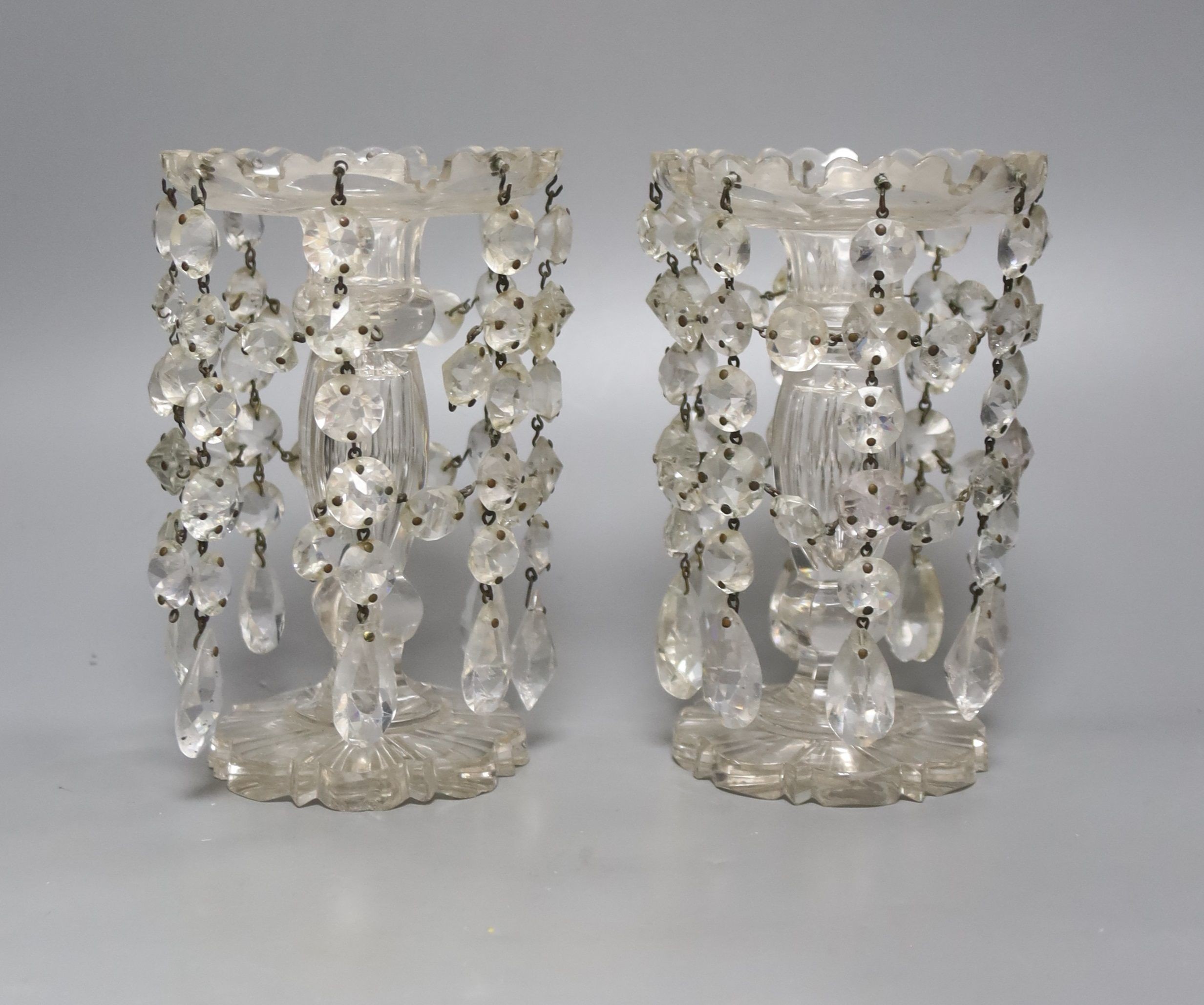 A pair of Victorian glass lustres